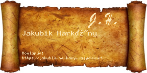 Jakubik Harkány névjegykártya
